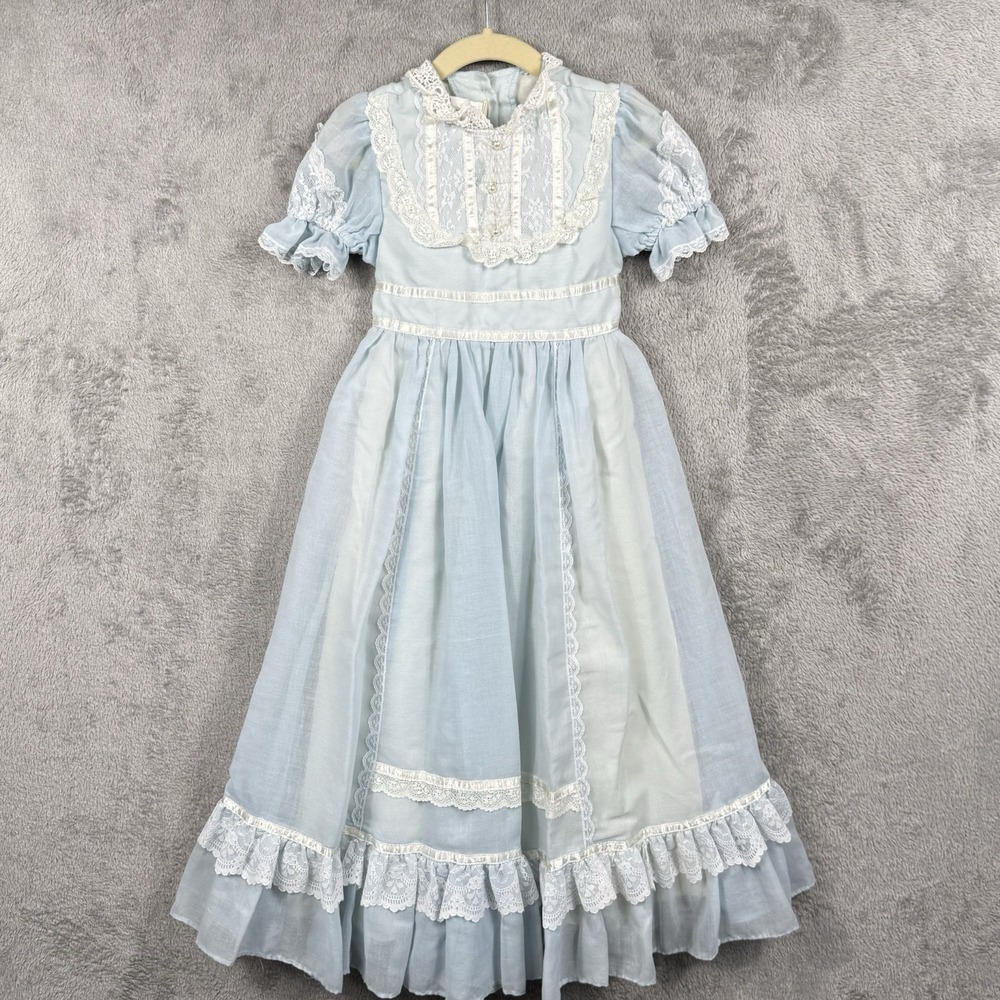 Vintage 70s Gunne Sax Dress Size 4 Girls Romantic Renaissance Wedding Blue